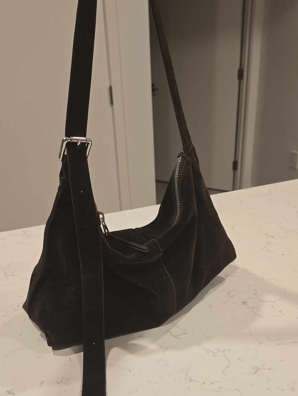 Massimo Dutti Brown Slouchy Bag Suede